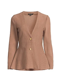 Tailored Fit & Flare Tonal Knit Jacket