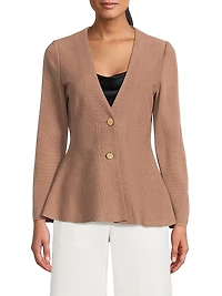 Tailored Fit & Flare Tonal Knit Jacket