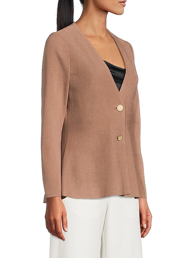 Tailored Fit & Flare Tonal Knit Jacket