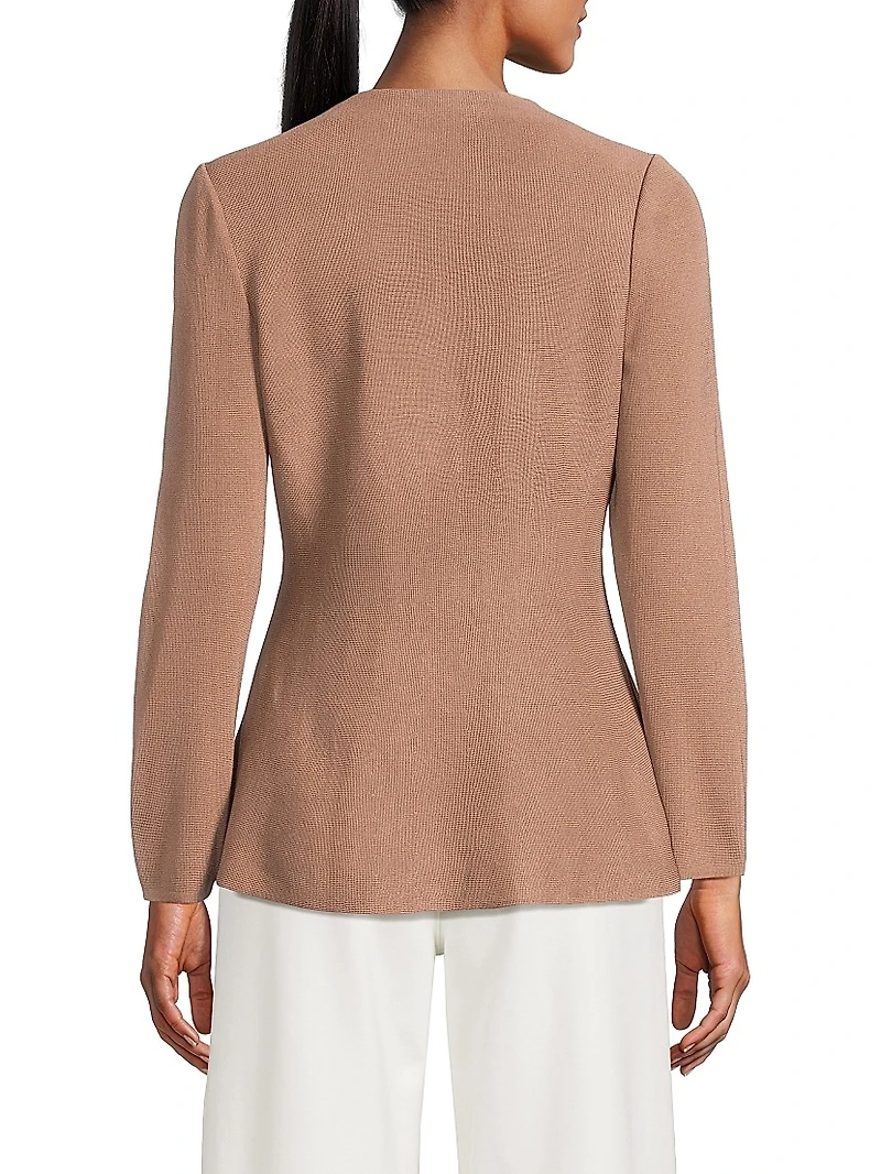 Tailored Fit & Flare Tonal Knit Jacket