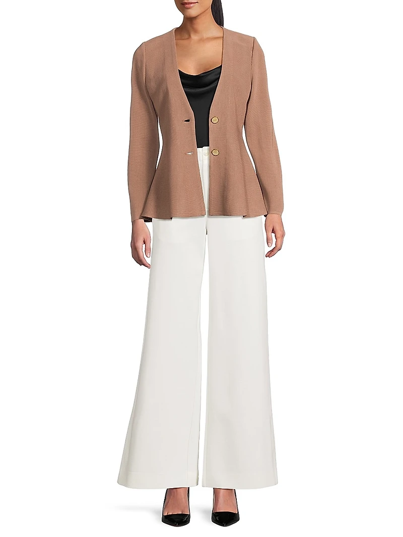 Tailored Fit & Flare Tonal Knit Jacket