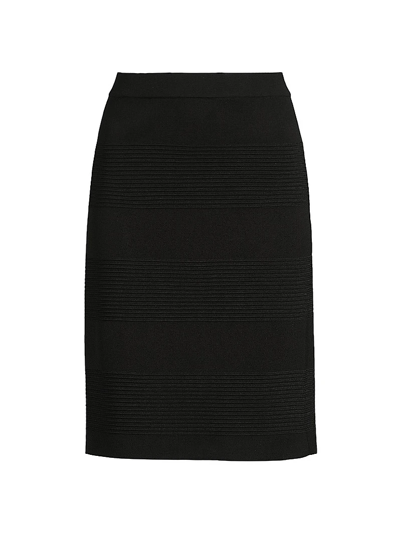 Ottoman-Knit Knee-Length Skirt
