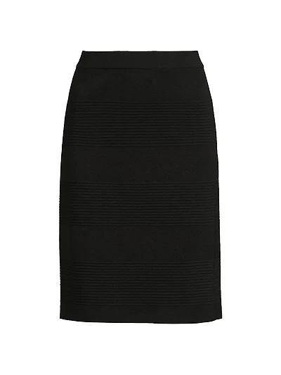 Ottoman-Knit Knee-Length Skirt