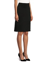 Ottoman-Knit Knee-Length Skirt
