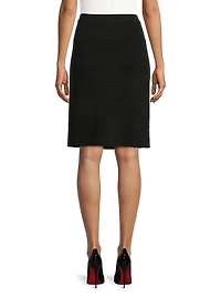 Ottoman-Knit Knee-Length Skirt