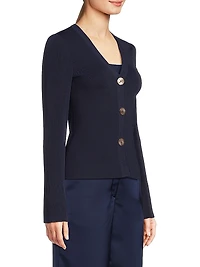 Misook x Lani Lynn Bell-Sleeve Knit Cardigan