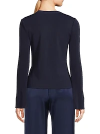 Misook x Lani Lynn Bell-Sleeve Knit Cardigan