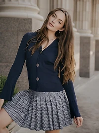 Misook x Lani Lynn Bell-Sleeve Knit Cardigan