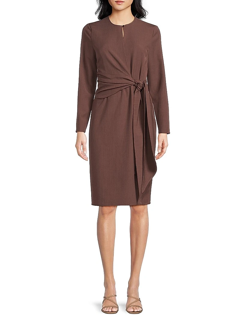 Tie-Waist Stretch Sheath Dress