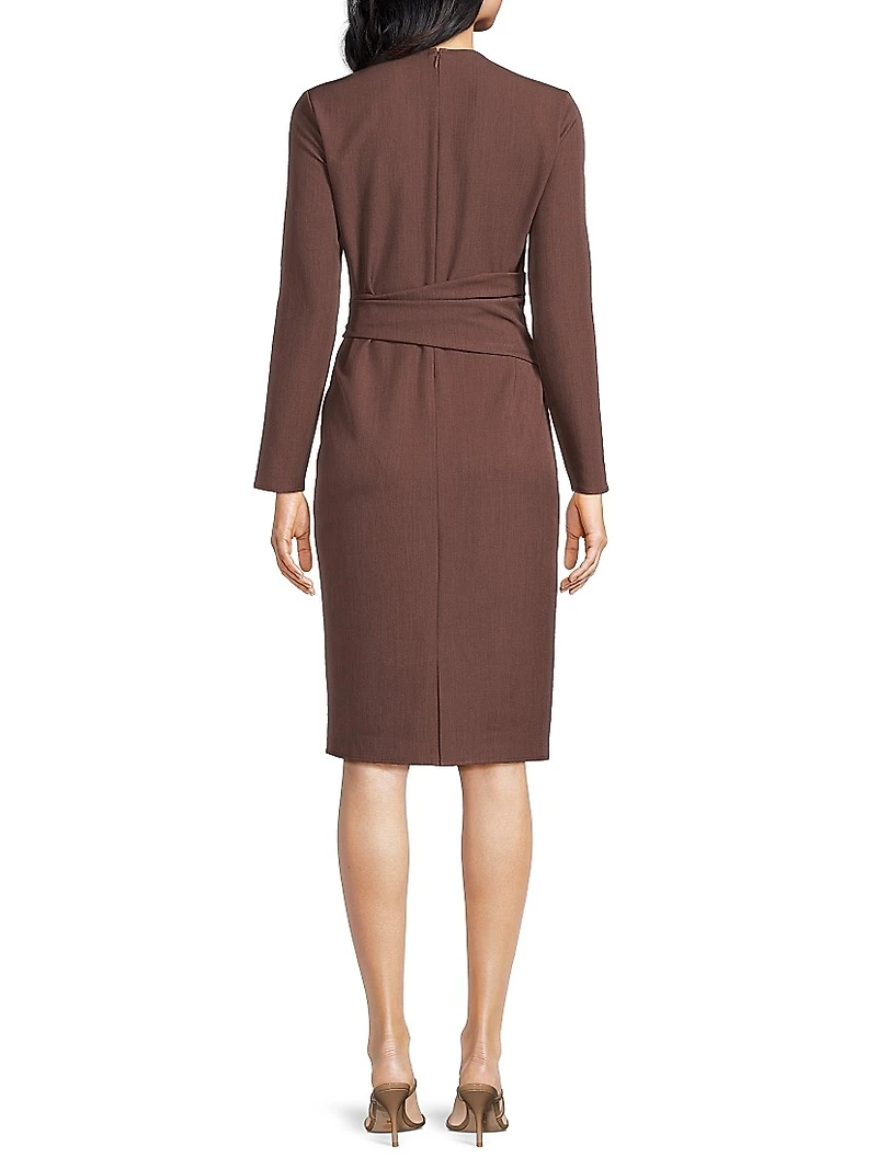 Tie-Waist Stretch Sheath Dress