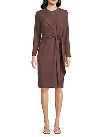Tie-Waist Stretch Sheath Dress
