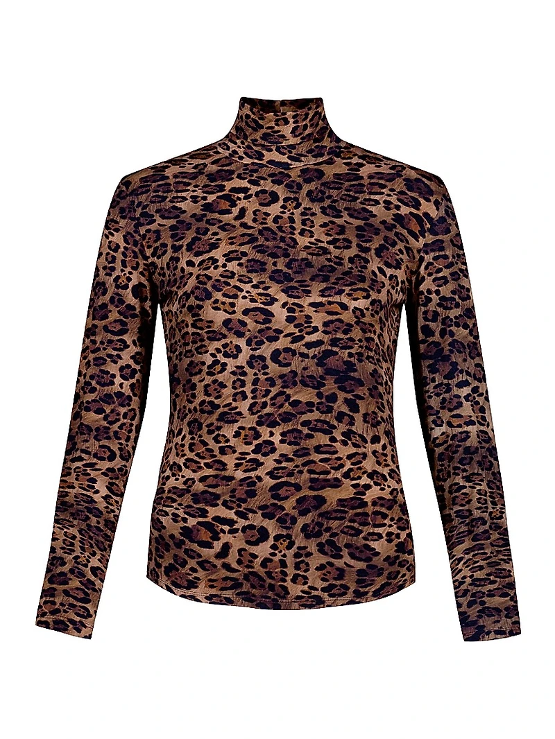 Aubrey Leopard Print Slim-Fit Top