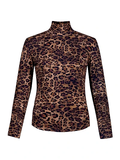 Aubrey Leopard Print Slim-Fit Top