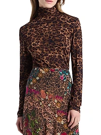 Aubrey Leopard Print Slim-Fit Top