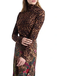 Aubrey Leopard Print Slim-Fit Top