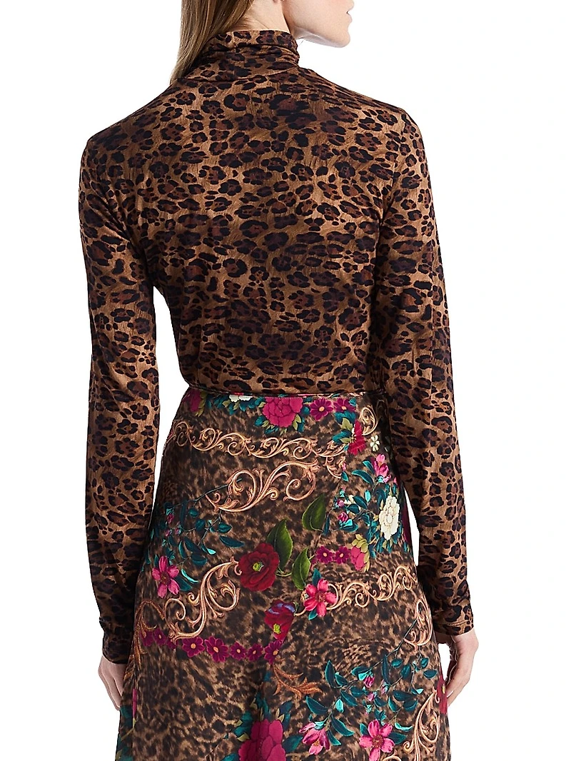Aubrey Leopard Print Slim-Fit Top