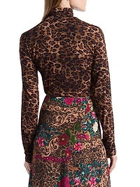 Aubrey Leopard Print Slim-Fit Top