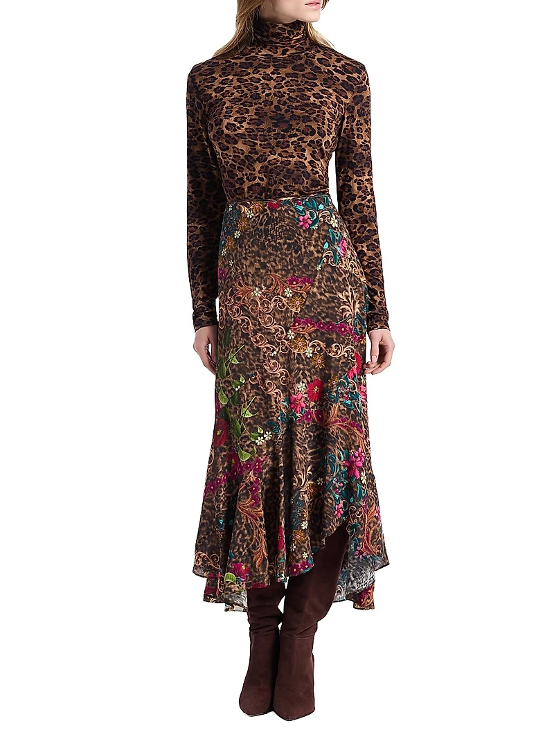 Aubrey Leopard Print Slim-Fit Top