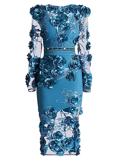 Chimera Floral Mesh Midi-Dress