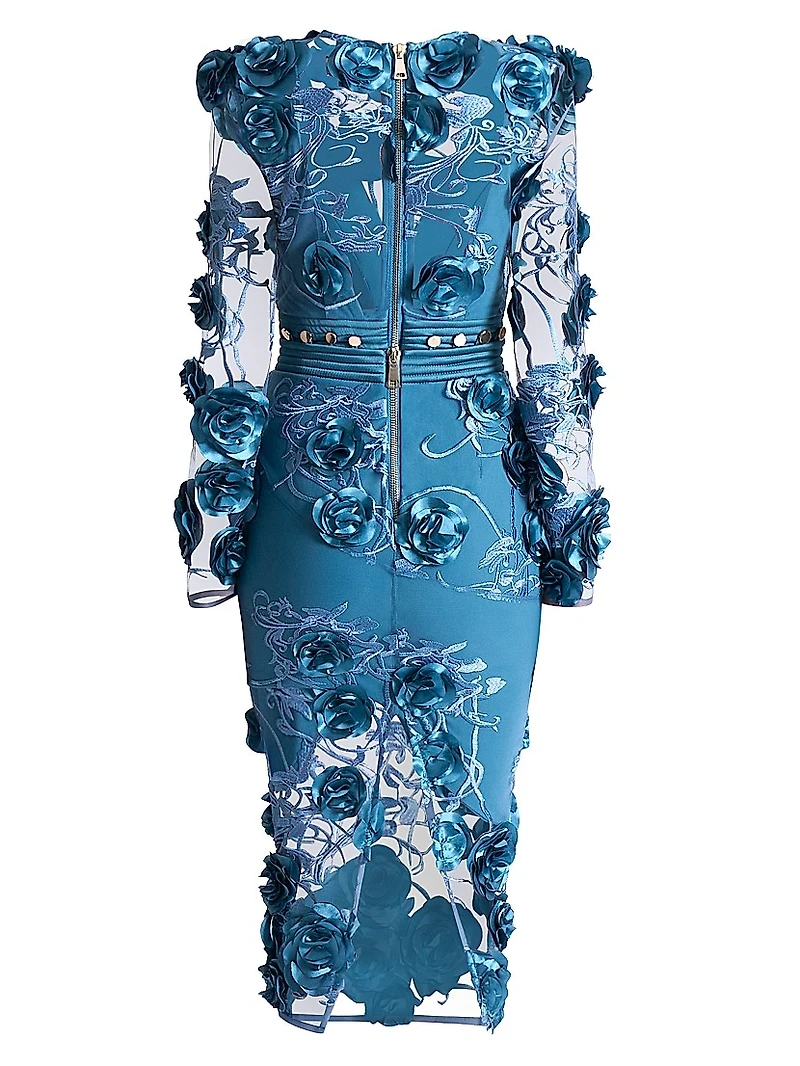 Chimera Floral Mesh Midi-Dress