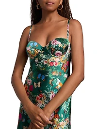 Sayla Floral Silk Bias-Cut Gown