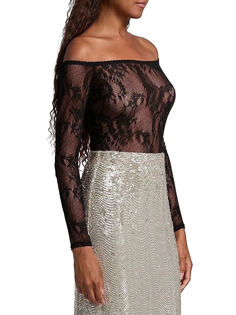 Peonie Lace Off-The-Shoulder Bodysuit