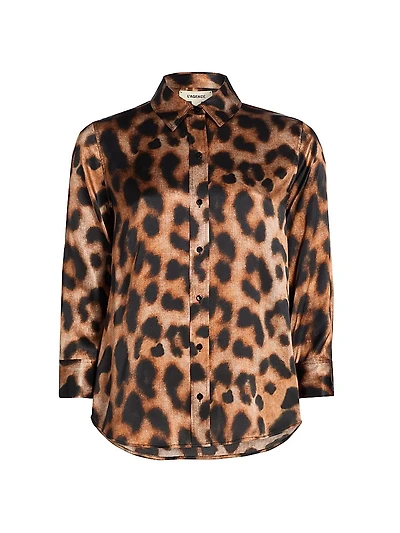 Dani Leopard-Print Silk Blouse