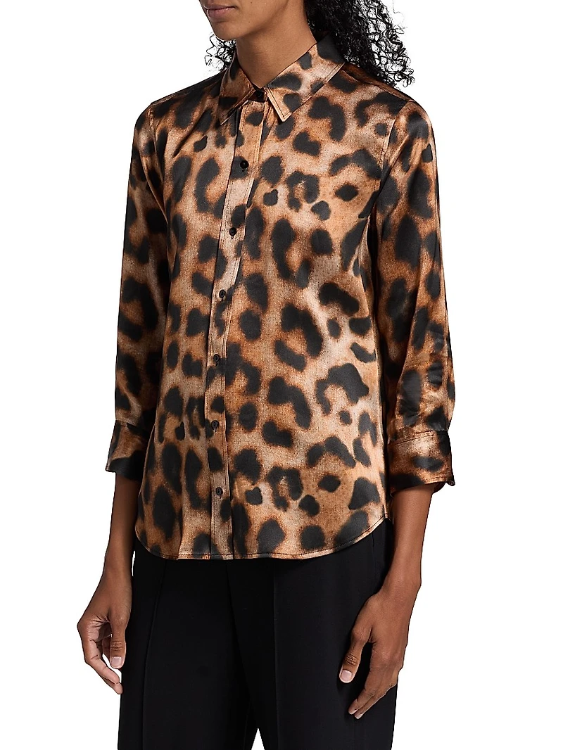 Dani Leopard-Print Silk Blouse