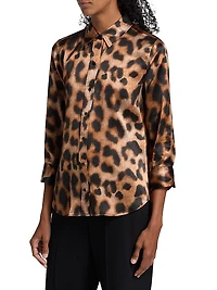 Dani Leopard-Print Silk Blouse