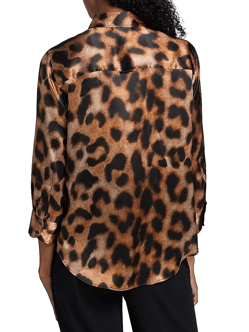 Dani Leopard-Print Silk Blouse