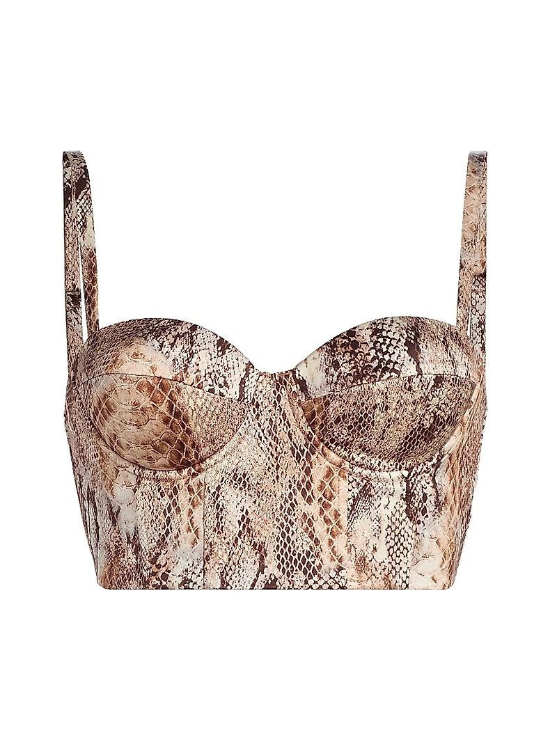 Sonya Snake Print Silk Bralette