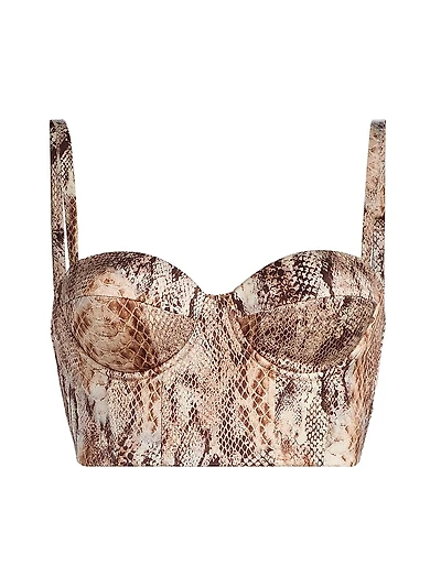Sonya Snake Print Silk Bralette