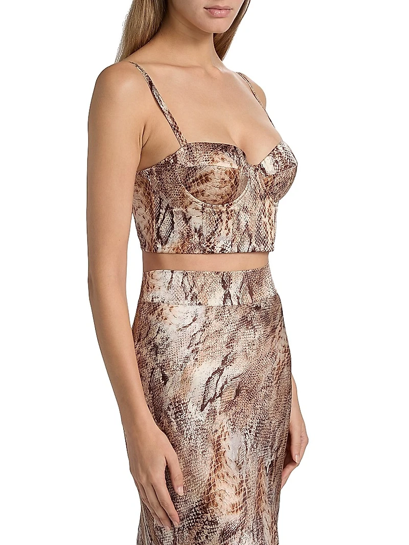 Sonya Snake Print Silk Bralette