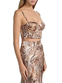 Sonya Snake Print Silk Bralette