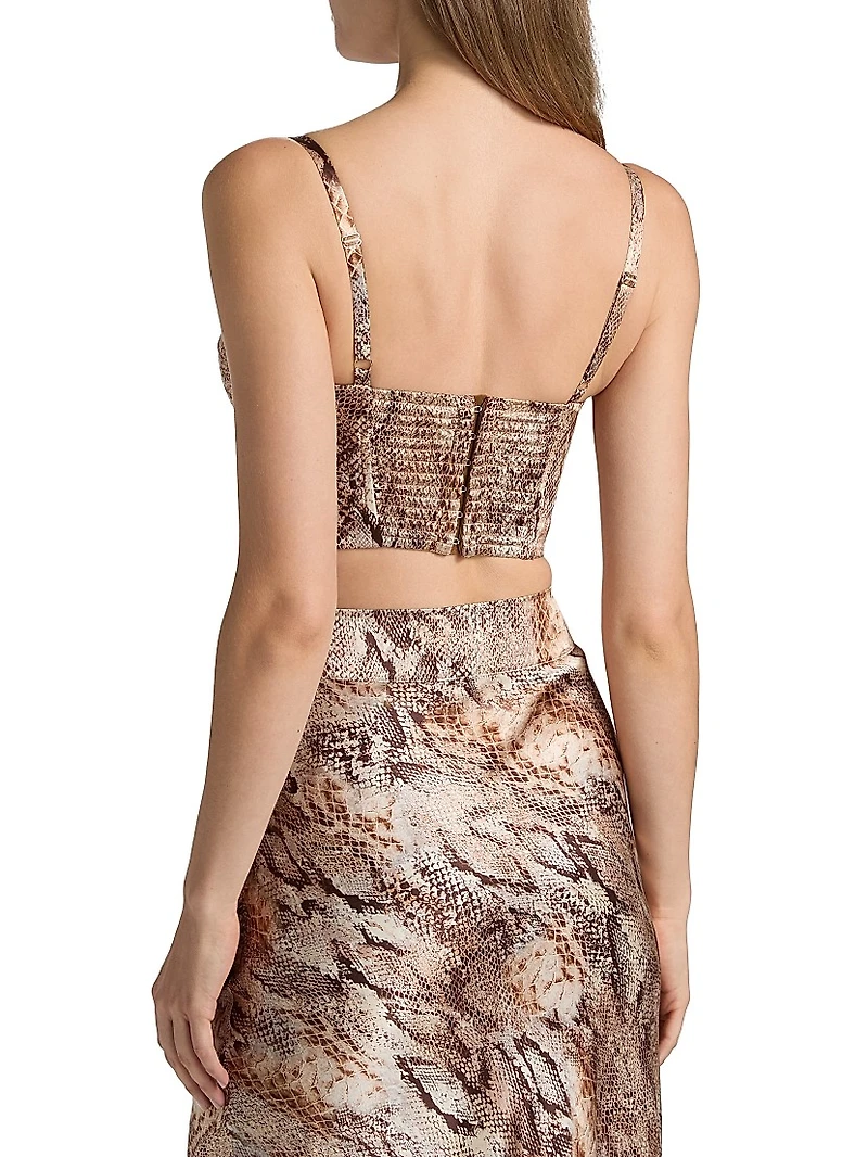 Sonya Snake Print Silk Bralette
