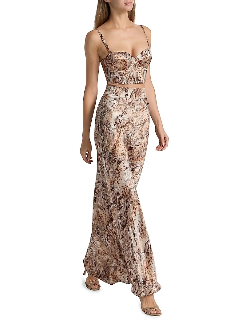 Sonya Snake Print Silk Bralette