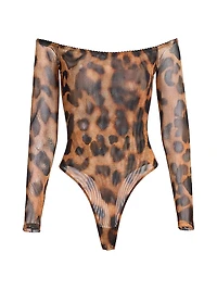 Peonie Leopard-Print Off-the-Shoulder Bodysuit