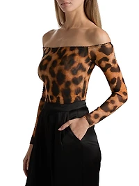 Peonie Leopard-Print Off-the-Shoulder Bodysuit