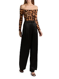 Peonie Leopard-Print Off-the-Shoulder Bodysuit