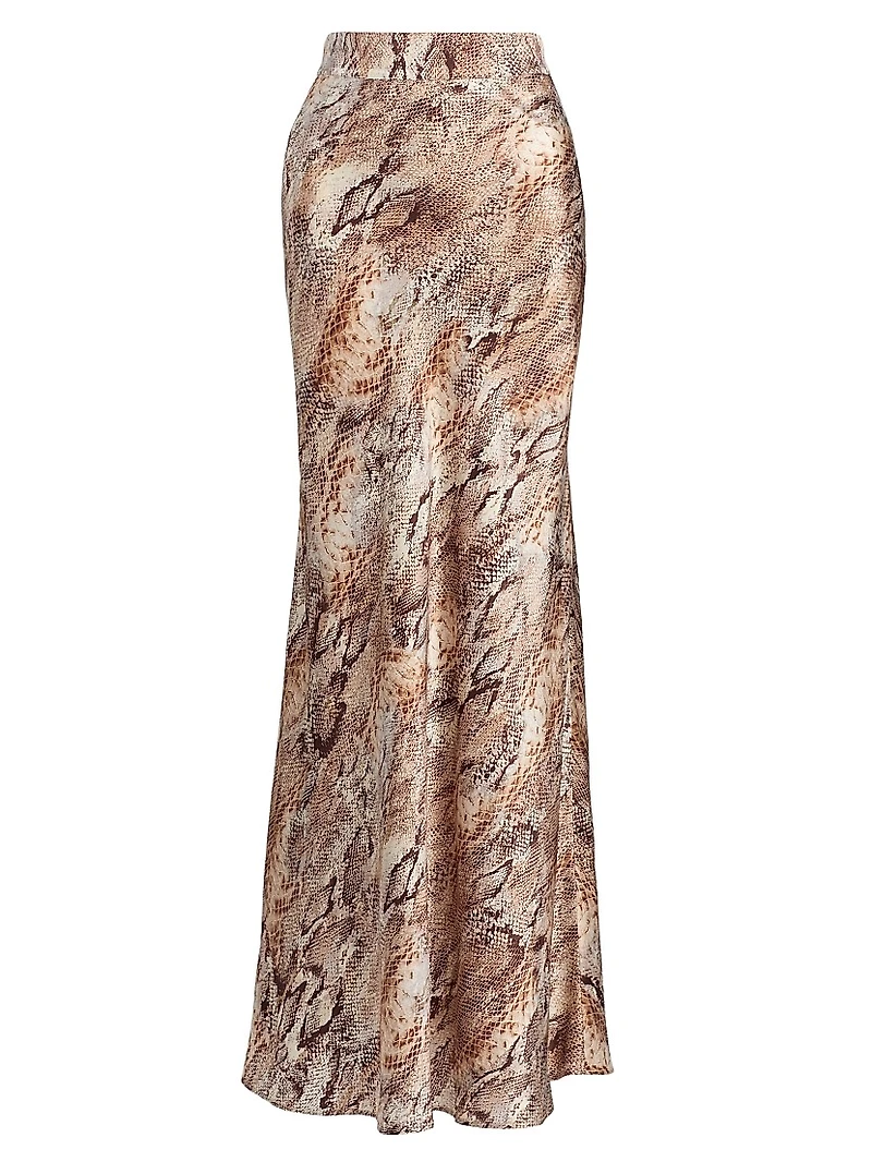 Ryker Snake Print Silk Maxi Skirt