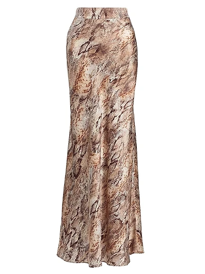Ryker Snake Print Silk Maxi Skirt