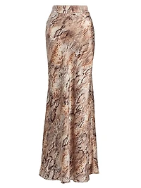 Ryker Snake Print Silk Maxi Skirt