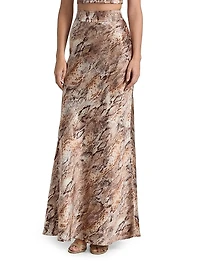 Ryker Snake Print Silk Maxi Skirt