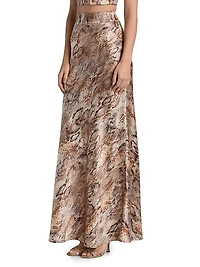 Ryker Snake Print Silk Maxi Skirt