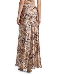Ryker Snake Print Silk Maxi Skirt