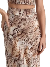 Ryker Snake Print Silk Maxi Skirt