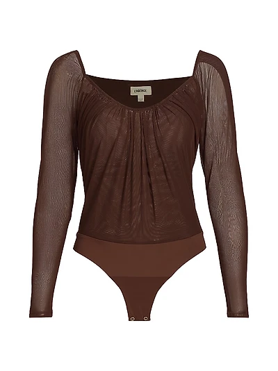 Gwendolyn Sheer-Sleeve Bodysuit