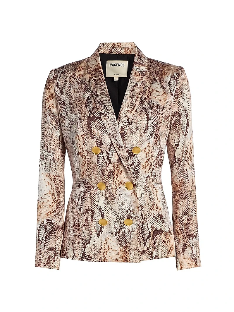 Colin Snake Silk Double-Breasted Blazer