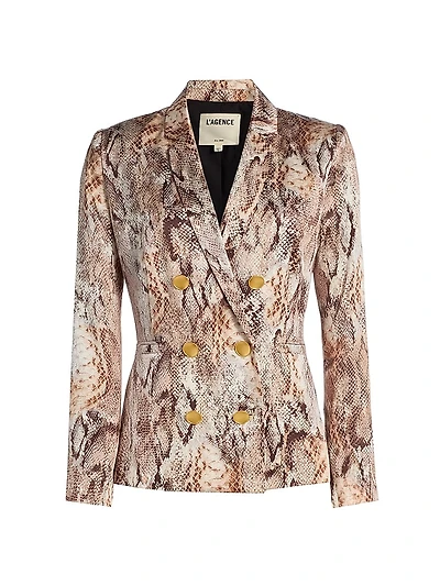 Colin Snake Silk Double-Breasted Blazer