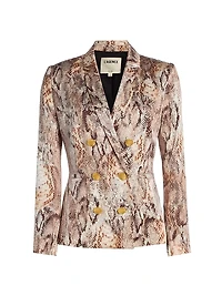 Colin Snake Silk Double-Breasted Blazer